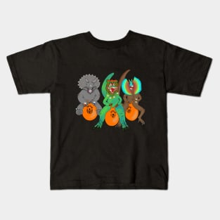 Space Hopping Retro Jurassic Dinosaurs Kids T-Shirt